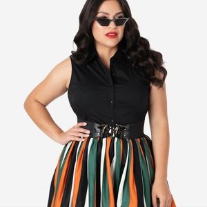 Unique Vintage white sleeveless button down